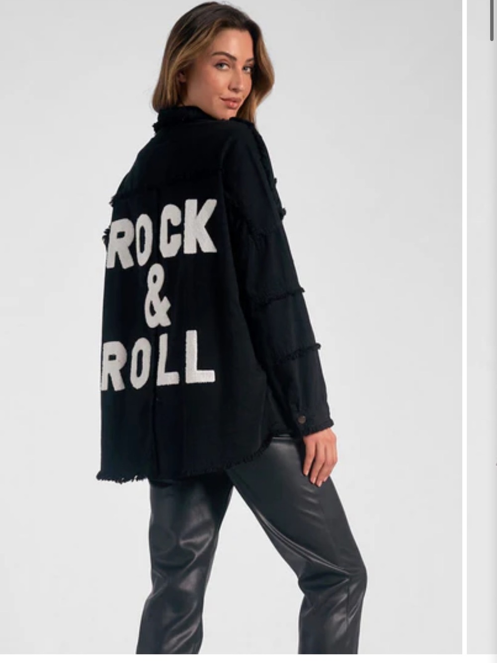 Elan Black 'Rock & Roll' Oversized Shacket Jacket- NWT Size L